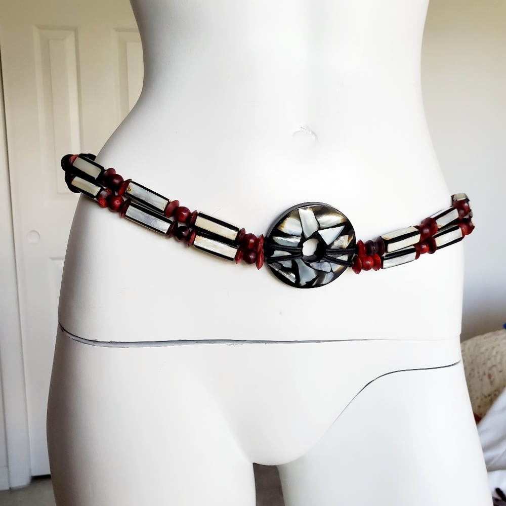 CHICOS black leather belt M/L - Picture 2 of 9